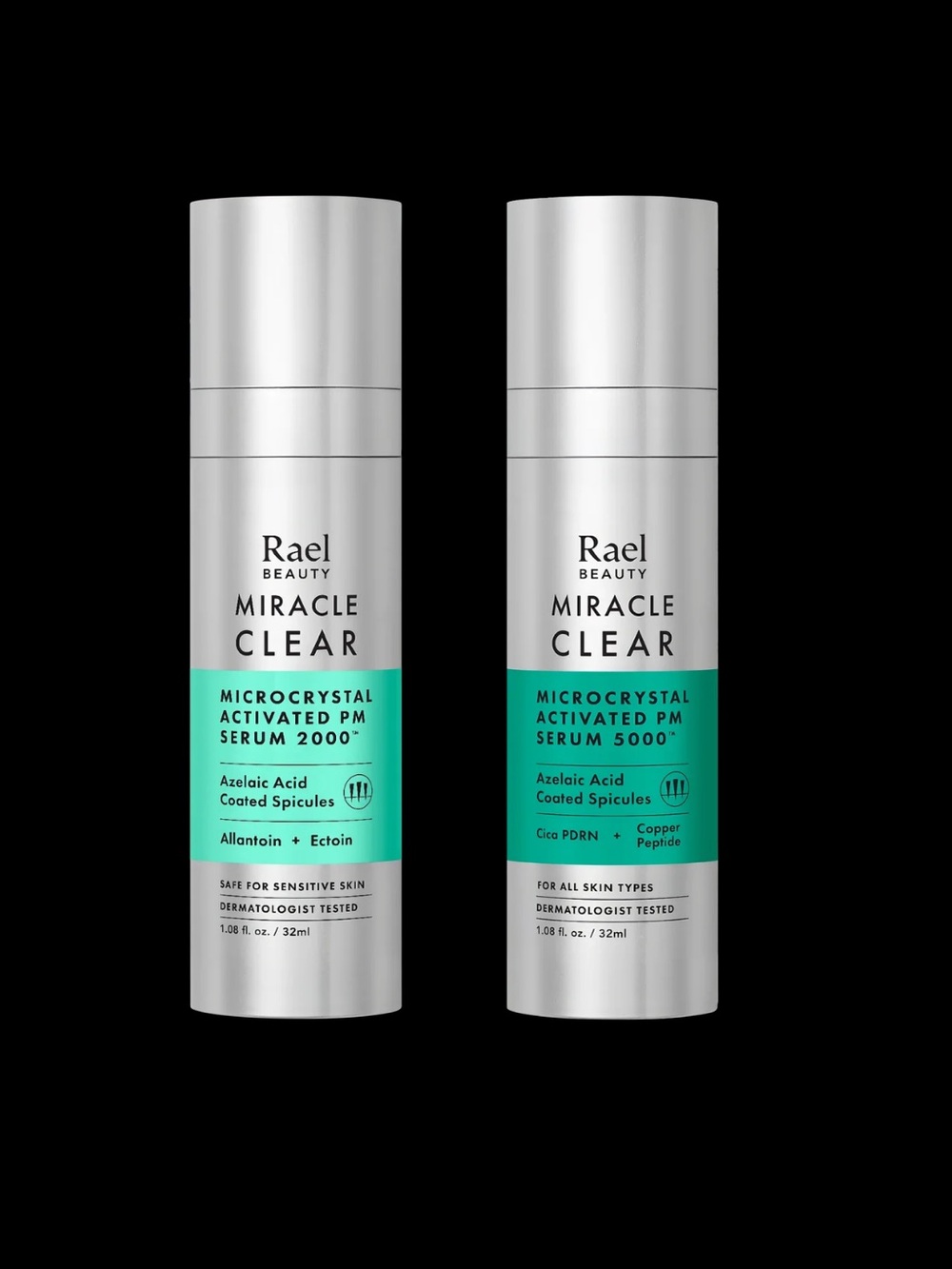 Rare Beauty Miracle Clear PM Serum Duo in Teal and Silver